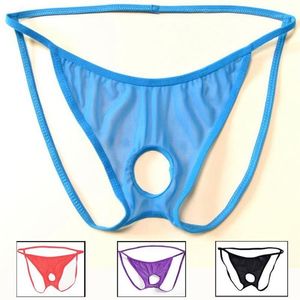 Men's G-Strings M L XL Novelty Men's Thong Sexy Penis Hole Funny Underwear Gay Thongs Mens Men Briefs1226e