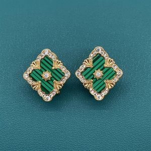 S925 Zilveren Naald Luxe Clover Designer Stud Oorbellen voor Vrouwen 18K Goud Schelp Mode Paleis Stijl Oorbellen Oorbel Clip op oor 300R