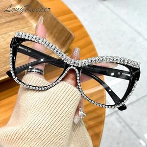 Sunglasses Long Keeper Cat Eye Anti Blue Light Optical Glasses Women Men Oversized Round Rhinestone Frame Computer Eyeglasses Vintage