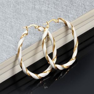 Fashion- Distort Elegant Gold-color Hoop Earrings for Women Stainless Steel Trendy Jewelry Statement Earrings267W
