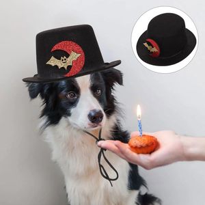 Cão vestuário pet chapéu preto top festa headwear roupas gato ajustável bandana gatinho bowler traje delicado