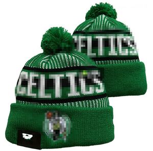 قبعات الرجال في كرة السلة قبعات Celtics Beanie جميع الفرق الـ 32 متوفرة بوم بوسطن بينيز بوسطن بوسطن بوسطن مخطط صوف دافئ USA College Sport Hats Cap for Women A4