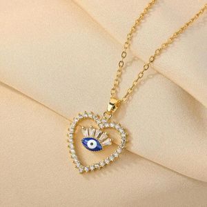 Naszyjniki wiszące lutaku miłosne serce Zła niebieskie oko Naszyjnik dla kobiet mężczyzn kryształowy cyrkon daczykowy biżuteria para prezent