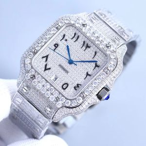 Moissanite Watch Diamonds إصدار جديد من الذهب الوردي المختلط Sier Sear Seeron Pass Test Movement Quartz Top Men Men Full Iced Out Out Sahire watch with box