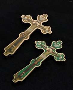 Collane con ciondolo Diyalo Crocifisso Gesù Cristo sulla croce Preghiera ortodossa Appeso Decorazione da parete Chiesa Mano che tiene benedizione Ornamento Gif artigianale