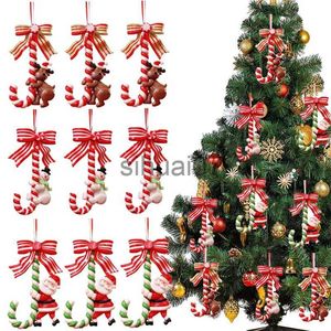 Juldekorationer Julgrandekoration prydnad simulerad mjuk lera lollipop röd vit godis cane xmas träd hängen xmas 2023 dekor för hem x1020