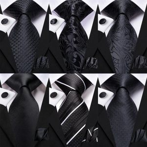 Neck Ties Hi Tie Black Floral Silk Wedding Tie For Men Handky Cufflink Elegant Necktie Fashion Designer Business Party Dropshiping 231019