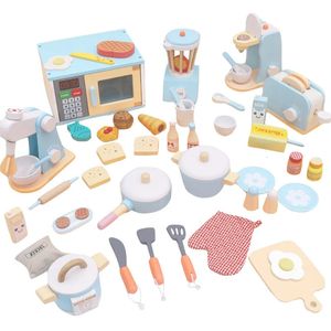 Kök spelar mat barn trä kök låtsas lek hus leksak montessori tidig utbildning pussel simulering kök set serie baby rolig leksak gåva 231019
