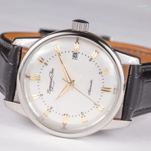 Bilek saatleri kaçış süresi 38mm vintage elbise bilek saati PT5000 Bauhaus minimalist tasarım otomatik takvim erkekler mekanik