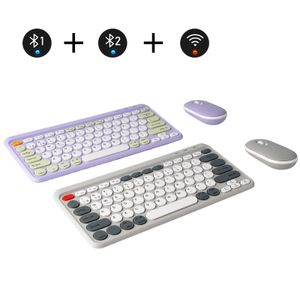Keyboard Mouse Combos Dual mode Bluetooth and 2 4G Wireless Multi Device Compatible with Mac Windows iOS Android Combo 231019