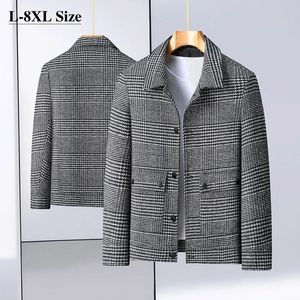 Męskie bluzy bluzy plus rozmiar 6xl 7xl 8xl wełniany płaszcz wełniany moda krucha lapa luźna luźna gruba kurtka jesień zima ubrania zimowe szary brązowy 231019