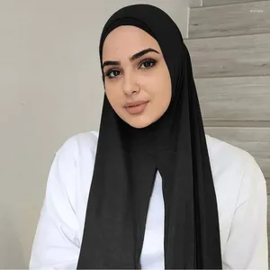 Etniska kläder Premium Jersey Hijab Instant Hijabs For Women Muslim Fashion Stretchy Cotton Scarf Hat Woman Shawl Turban Headscarf Islamic