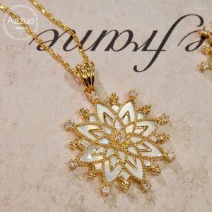 Zincirler aazuo gerçek mücevher 18k sarı altın elmas doğal paspas peri çiçek kolye kadınlar için Üstün Yeterli