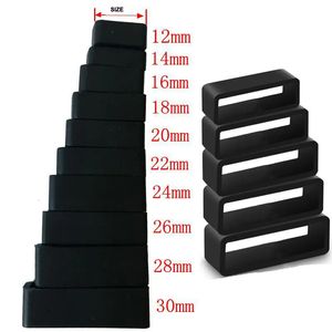 Watch Bands 2-10PCS Rubber Watchbands Black Strap Loop Ring Silicone Watch Bands Accessories Holder 12 14 16 18 20 22 24 26 28 30mm Locker 231020