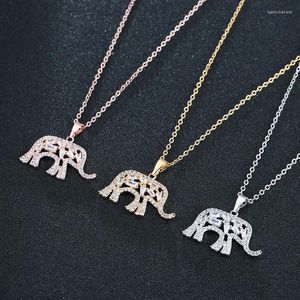 Pendant Necklaces Lady Elephant Fashion Cartoon Collarbone Chain Necklace High Quality Zircon Party Graduation Gift Accessories