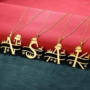 Pendant Necklaces 316L Stainless Steel Alphabet A-Z For Women Good Luck 26 Letters Elk Choker Girl 2023 Christmas Jewelry Gifts