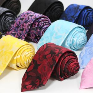 Neckband Högkvalitativ EST Polyester Woven Floral Ties For Men Fashion Classic Man's Slits för bröllop 7cm Bredd Groom Tie 231019