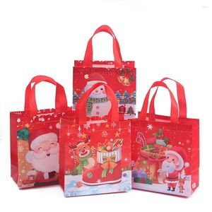 Christmas Decorations 4Pcs Merry Gift Bags Nonwovens Handbag Snowman Deep Santa Claus Xmas Tree Diy Party Supplies