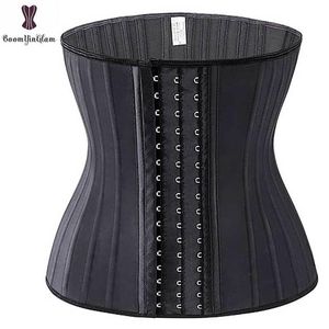 Shinning Latex Waist Trainer 25 Spiral Steel Boned Black Cream Waist Slimming Cincher 3 Hooks And Eyes Corset Underwear Corselet L285h