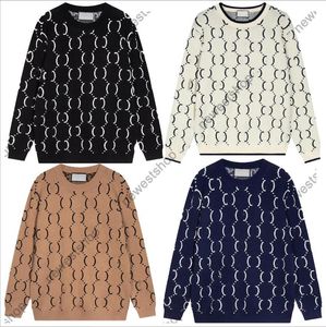 24SS Luxury Mens Sweater Designer Hoodie Pullover Casual Full Print Sweaters Paris Women Round Neck Double Letter Tryckt Pullover Woolen Jumper 4 Färg
