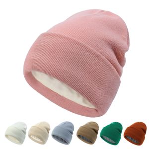 2023 nuove donne classiche lavorate a maglia cappelli beanie foderato in pile invernale berretti con teschio tinta unita cappello casual quotidiano 10 colori all'ingrosso M259X