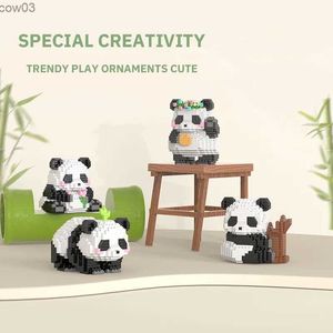 Blöcke Kreative DIY Tier Niedlichen MINI Chinesischen Stil Tier Panda Baustein Pädagogisches Junge Spielzeug Für Kinder Modell Ziegel R231020