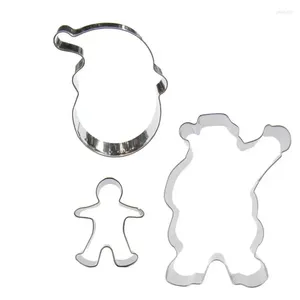 Baking Moulds 3 Pcs Santa Claus Little Man Christmas Hat Stainless Steel Cookie Cutter Biscuit Embossing Machine Molds Cake Decorating Tools