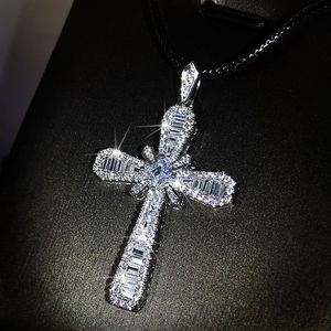 14K Gold Charm Lab Diamond Cross Pendant 925 Sterling Silver Party Wedding Pendants Necklace For Women men moissanite Jewelry175Y