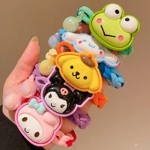 Cartoon Braid Color Hair Rope Cute Kuromi Big Ear Dog Shape Kids Hair Accessories Elastic Hair Bands Ponytail Head Rope Headdress 2836