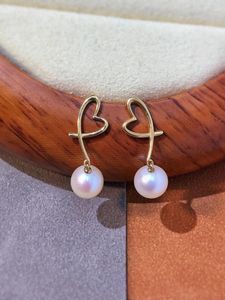 Dangle Earrings MADALENA SARARA 6-7mm Freshwater Pearl 18K Gold Heart