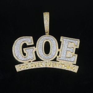 Iced Out Sparking Bling 5A Cubic Zircon CZ Goe Letter Charm Pendant Necklace For Men Boy Fashion Hip Hop Fashion Jewelry2721