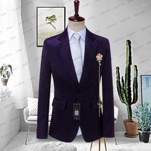 Men's Suits 2023 Mens Purple Embossing Wave Point Two Pieces Men Dress Casual Commuter Office Business For Wedding