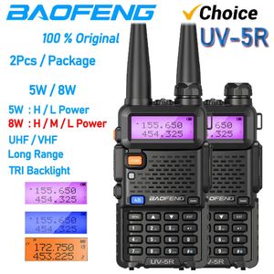 Walkie talkie 2pcs Baofeng Oryginalny UV5R Dual Band 136 174 MHz 400 520MHz Portable BF UV 5R 8W Dwuroźny radiowy transceiver 231019