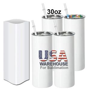 30oz Water Bottles Sublimation Blanks Straight Straw Cup Heat Preservation Couple Simple Stainless Steel Car Large Capacity Male And Female Students