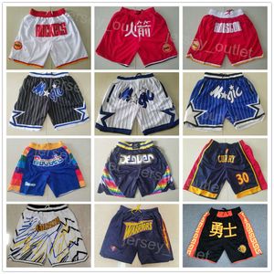 Men Just Don Pocket Zipper Basketball Penny Hardaway Shorts Retro Klay Thompson Sweatpants Wear Elastic Waist Hip Pop Pant Sport Drawstring All Stitch Running