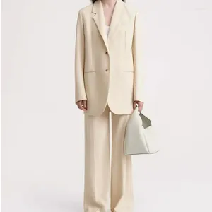 Women's Suits 2023 Autumn Women Clothing Niche Shoulder Pad Solid Color Herringbone Pattern Suit Jacket / Trousers Same Style