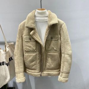 Herren-Leder-Kunstleder, verdickte Lederjacke für Herren, Herbst und Winter, lässig, locker, kurz, Umlegekragen, Reißverschluss, lange Ärmel, Taschen, Oberteile, Jacken, 231019