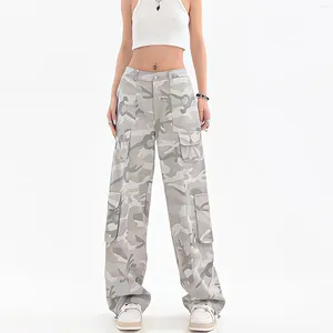 Damen Jeans Y2k 2023 Trendy Baggy Cargo Hose Streetwear Vintage Casual Wide Leg Straight Couples Hip Hop Camouflage Jogginghose