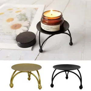 Candle Holders Iron Black Gold Plated Pillar Metal Candlestick Plate For Wedding Party Festival Holder Art Gift Home Decor