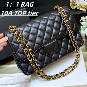 10a kadın cüzdan siyah çanta havyar altın zincir klasik flep 30cm omuz çantası tasarımcı çanta satchel