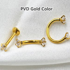 Stud Lot50pcs 16GX8X3mm Vücut Takı Piercing -Ond CZ Dudak Labret Halk Halk Halk Sarmallı Çubuk Dudak Kaş Delme At Nalı Halkası 231020