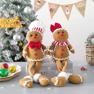 Decorazioni natalizie Bambola omino di pan di zenzero Bambola natalizia in peluche con gamba Decorazione per albero di Natale Regalo per bambini di Capodanno 2023 Decorazione natalizia in famiglia x1020