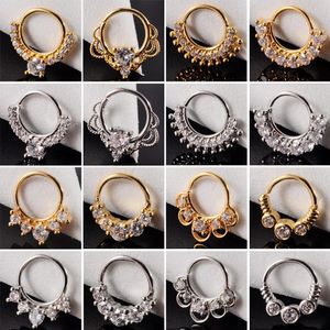 Stud 16PCS Cz Nose Hoop Nostril Bendable Ring Zircon Cartilage Tragus Daith Earrings Septum Clicker Helix Conch Rook Piercing Jewelry 231020