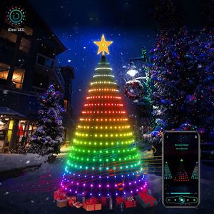 Рождественские украшения Ideal Led App Smart Tree Lights Dream Color Fairy String Light со звездным топпером DIY Гирлянда для рождественского праздничного декора 231019