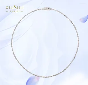 Chains Fashion Plain Chain 925 Silver Necklace Collar Inlaid With High Carbon Diamonds Versatile And Style