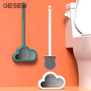Suportes de escovas de toalete GESEW TPR escova de silicone cabeça à prova de vazamento com titularferramentas de limpeza de drenagem rápida wc casa acessórios de banheiro conjunto 231019