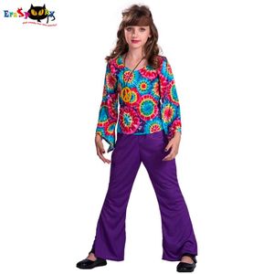 Cosplay Eraspooky Meninas para Carnaval Flor Impresso Camiseta e Calças Definir Crianças Trajes de Halloween Traje Hippie Girlcosplay