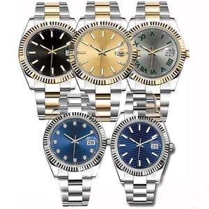 Men Watch Luxury Watches Gray Baton Size 41mm Blue Fluted Bezel Watch Mens Automatic Watches Mechanical montre de luxe Watches oystersteel master Wrsitwatches