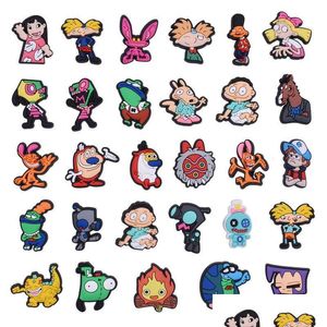 Charms Charms Girls Wholesale Cute Movie Films Tv Characters Game Cartoon Shoe Accessories Pvc Decoration Buckle Soft Rubber Clog Fast Dh9Ln