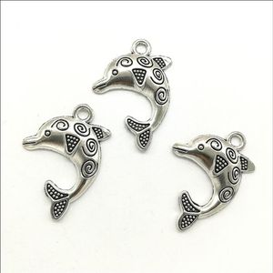 100 Stück Delphine Legierung Antik Silber Charms Anhänger Retro Schmuckherstellung DIY Schlüsselanhänger Antiker Silber Anhänger für Armband Ohrringe242A